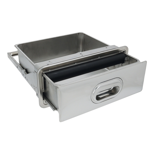 Recessed Stainless Steel Knock Box Drawer